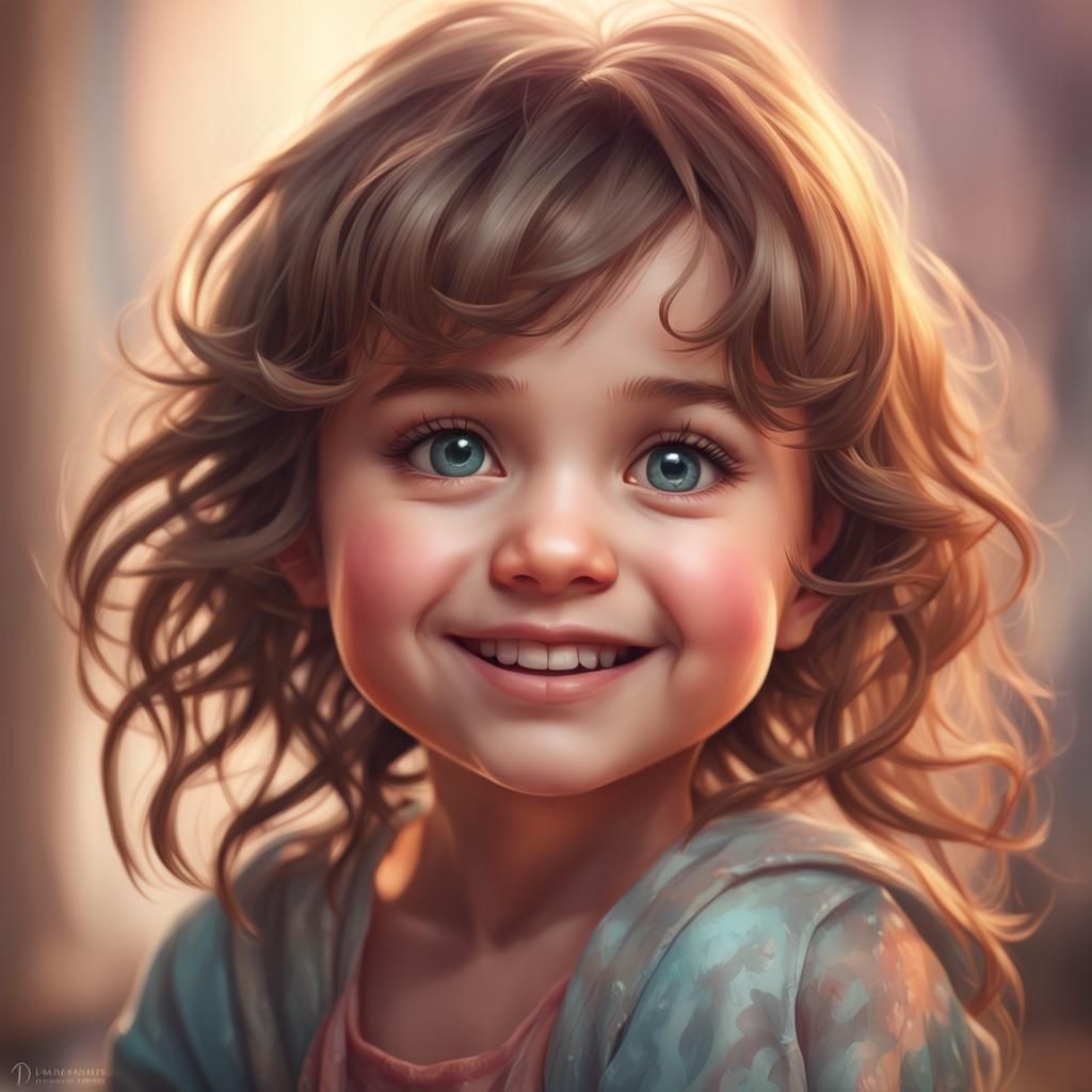 Adorable Toddler Portrait in Hyperdetailed Digital Art