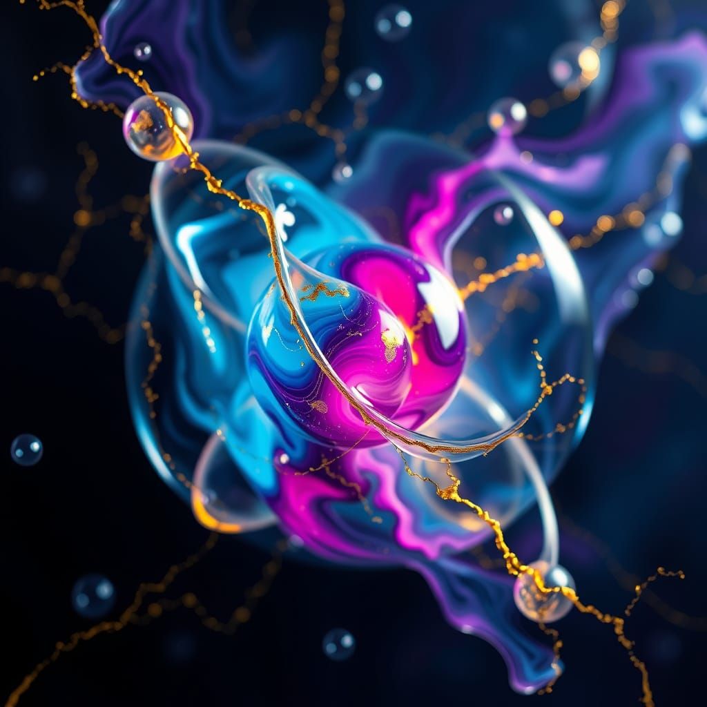 Abstract Atom Vibration in Epoxy Resin with Neon Pigments