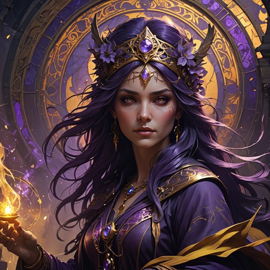 Mysterious Sorceress in Dark Fantasy Realm