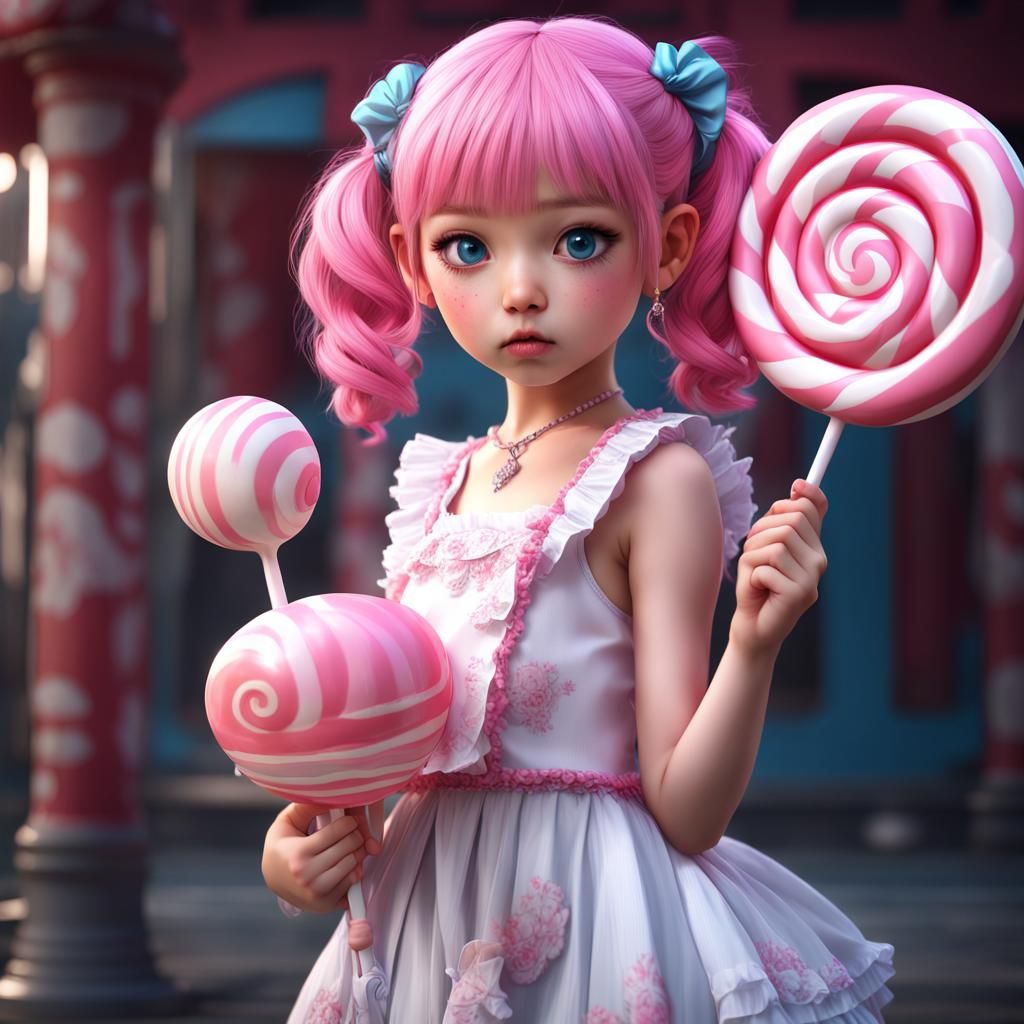 Anime Girl with Lollipop, Digital Art