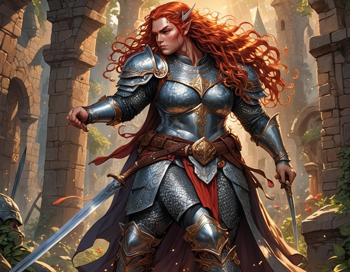 Voluptuous Elf Warrior in Comic Book Style
