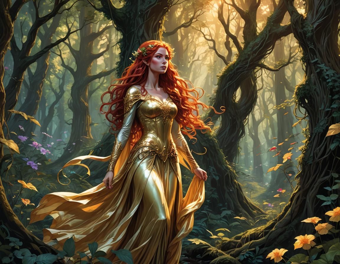 Fantasy Elf with Red Hair in Comic Book Art