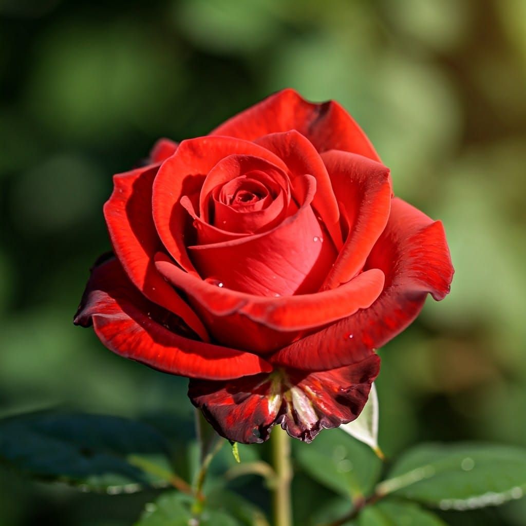 Exquisite Red Rose in Morning Sunlight