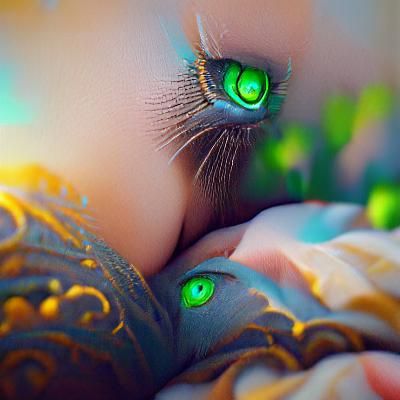 Green-Eyed Cat: Detailed Fantasy Concept Art