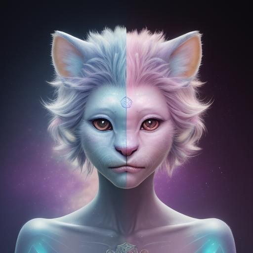 Kitten-Monkey Hybrid in Pastel Fantasy Style