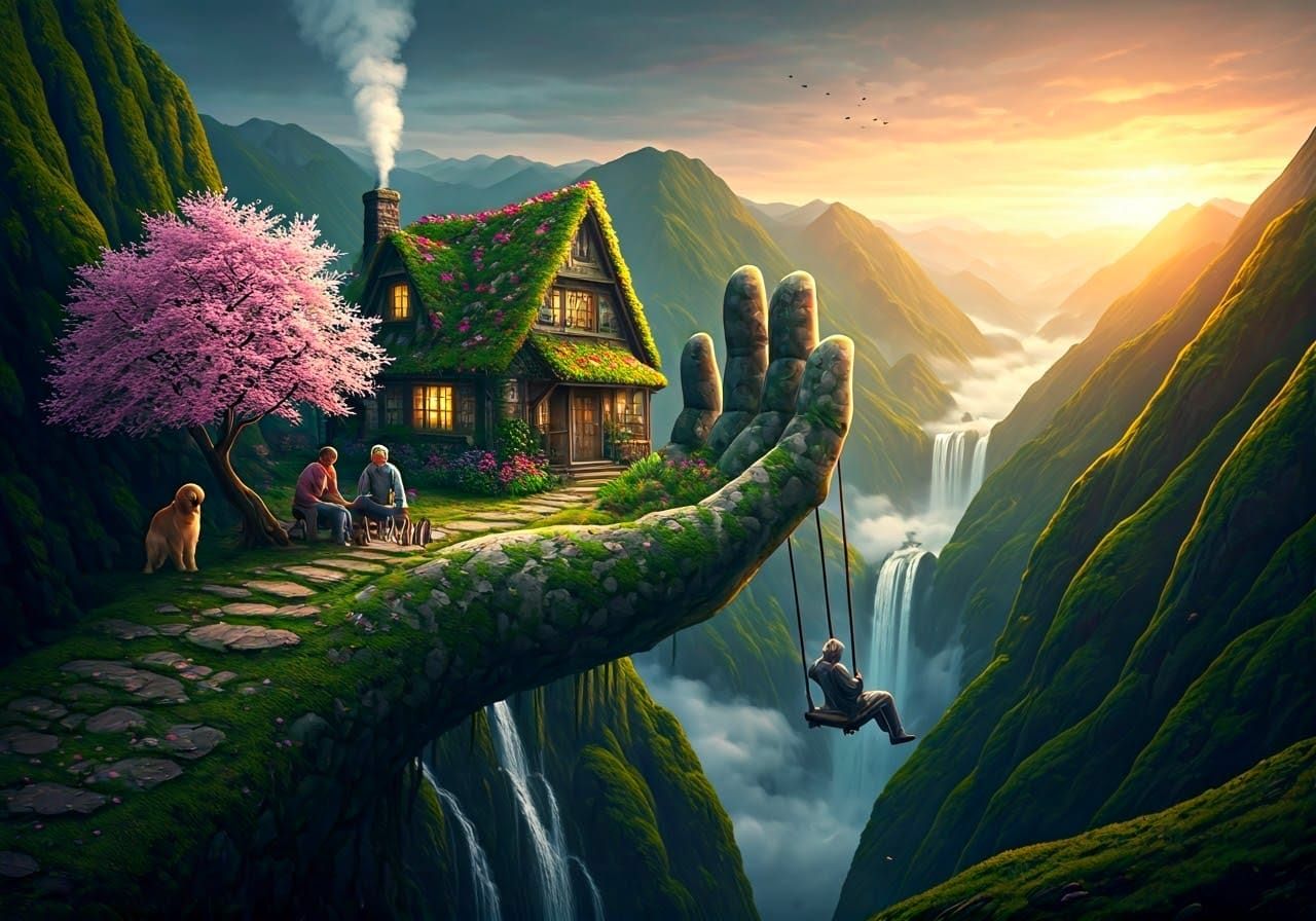 A surreal fantasy landscape