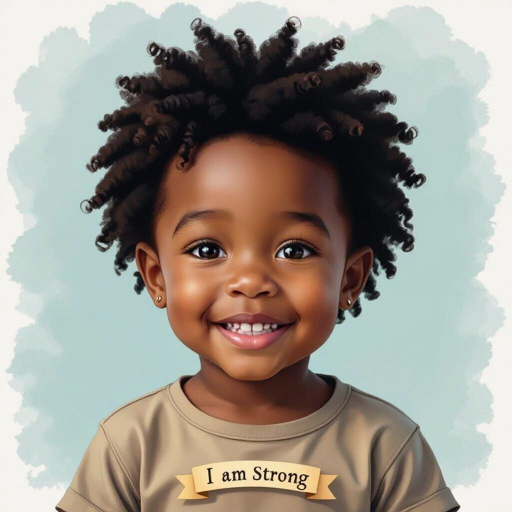 Handsome Child Portrait with Joyful Expression in Hyperreali...