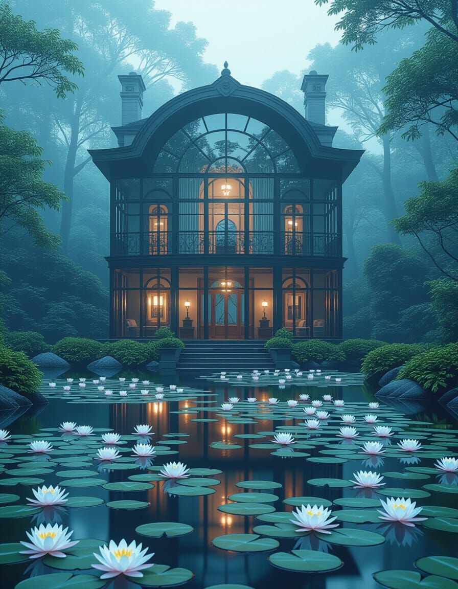 Ethereal Manor by Lily Pond in Soft Mist