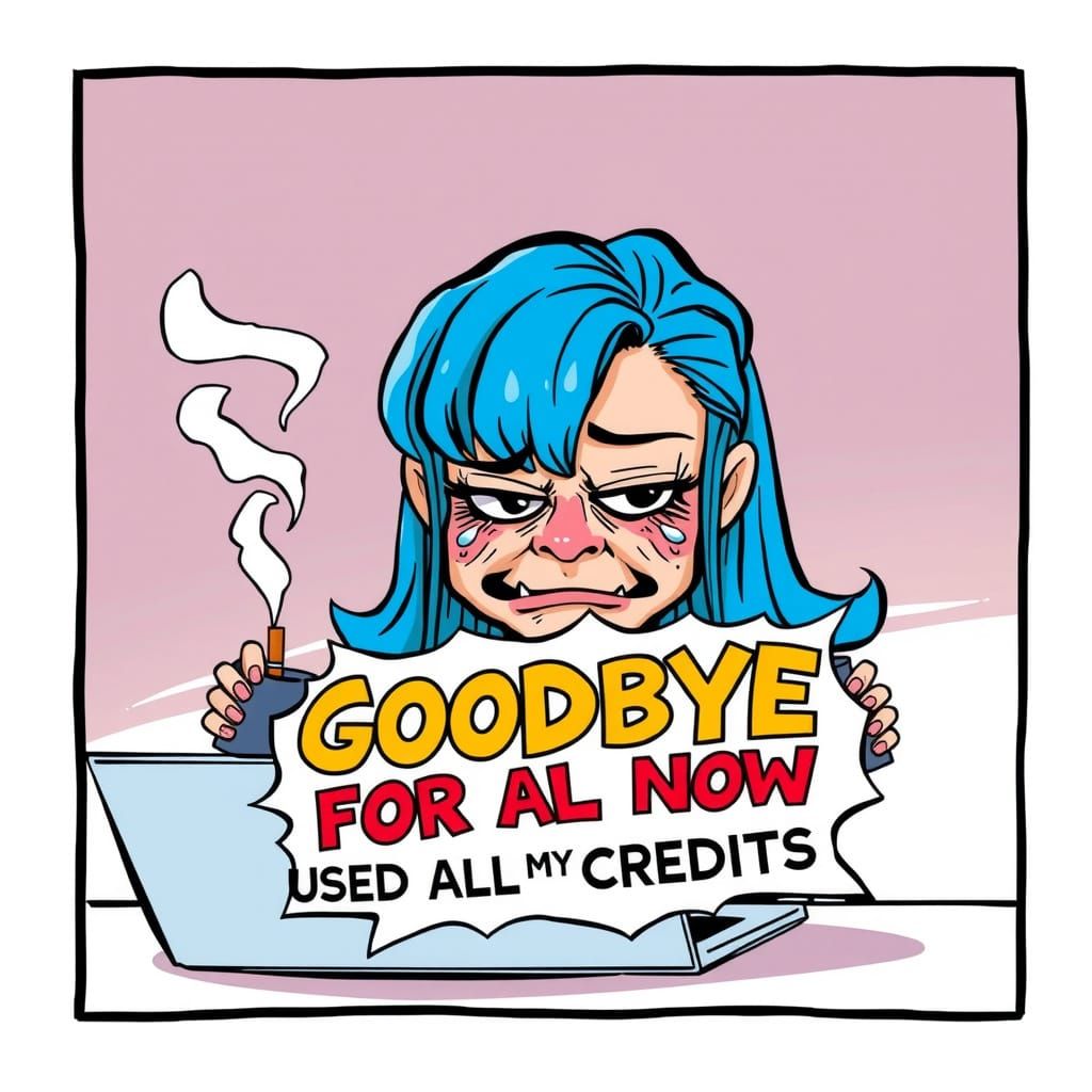 Frustrated Cartoon Woman Overwhelmed by Digital Demands