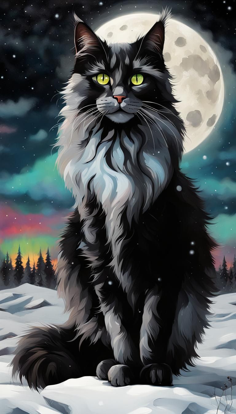 Maine Coon Cat in Graffiti Street Art Style