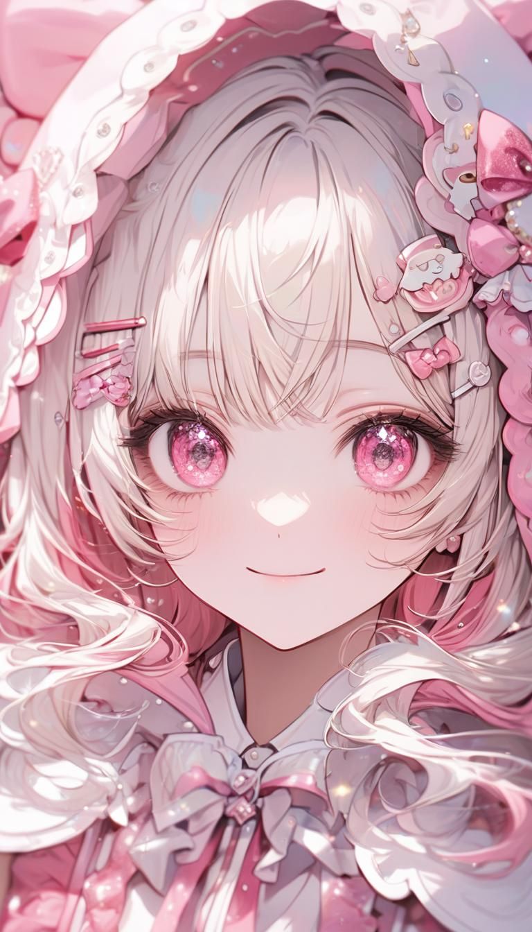 Adorable Anime Girl with Pink My Melody Hood