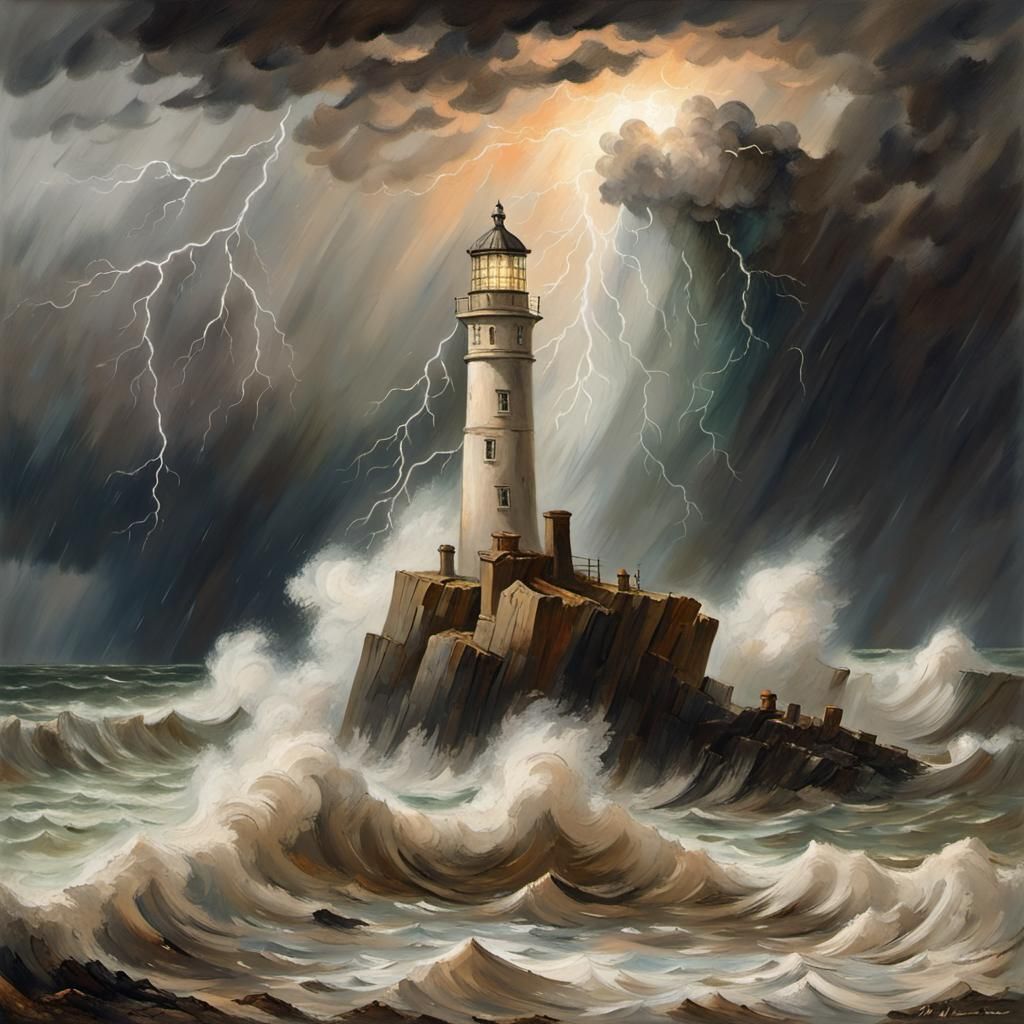 Smeaton's Lighthouse in Stormy Weather