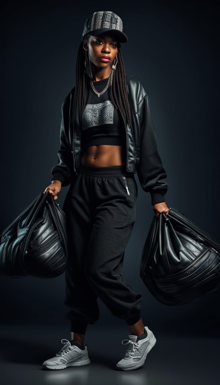 Woman in 90s Hip Hop Fashion Portrait