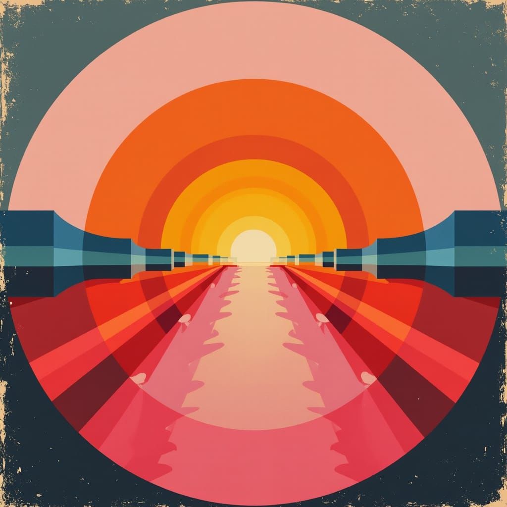 Geometric Bauhaus Design with Gradient Background