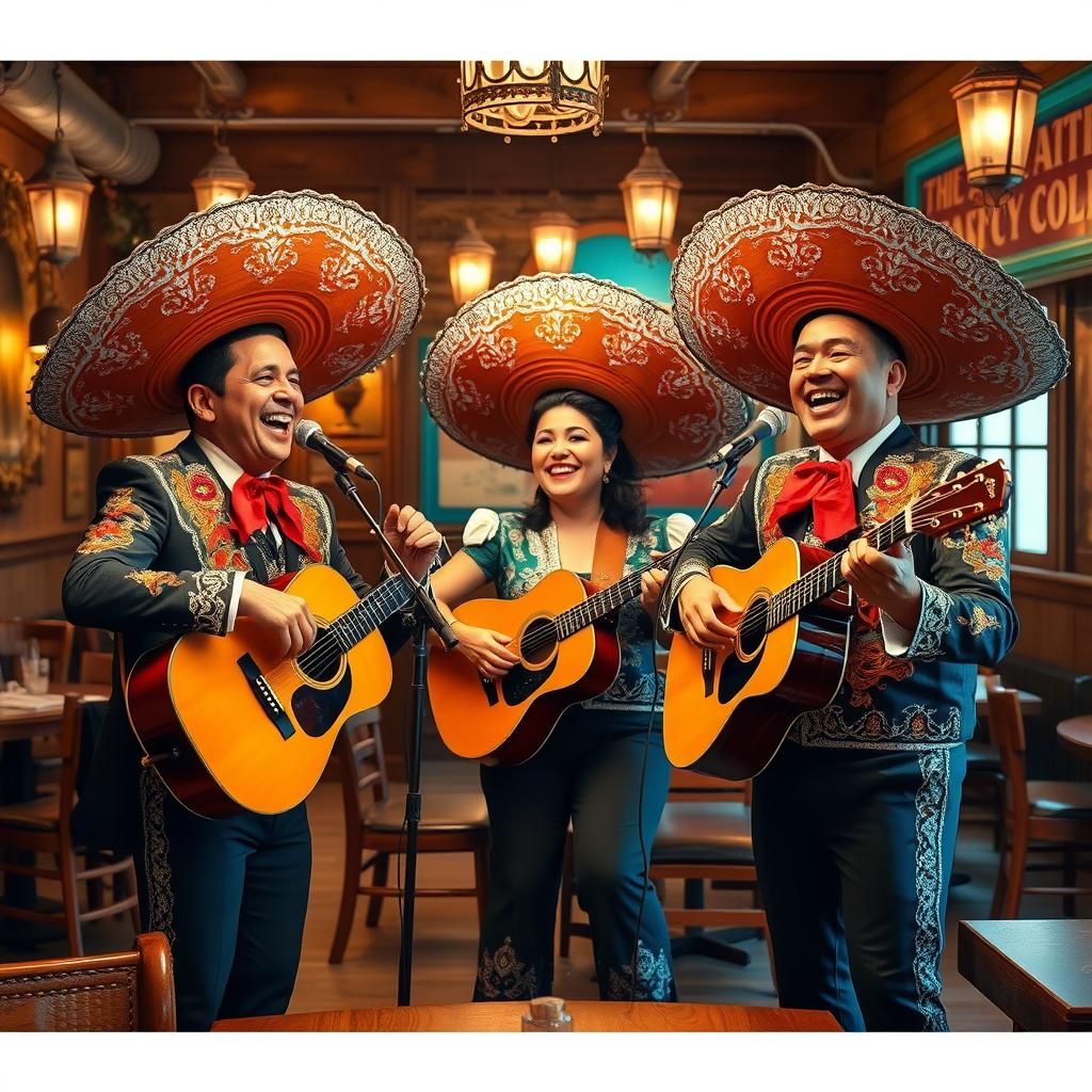 Charismatic Mexican Singers in a Quaint Restaurant
