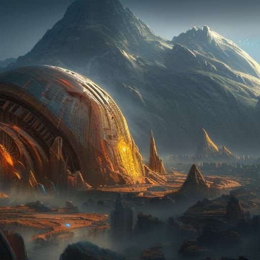 Science Fiction Lab Exterior in Detailed Matte Painting