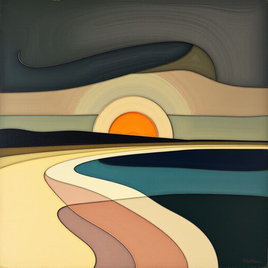 Ethereal Sunset in Multi-Layered Art