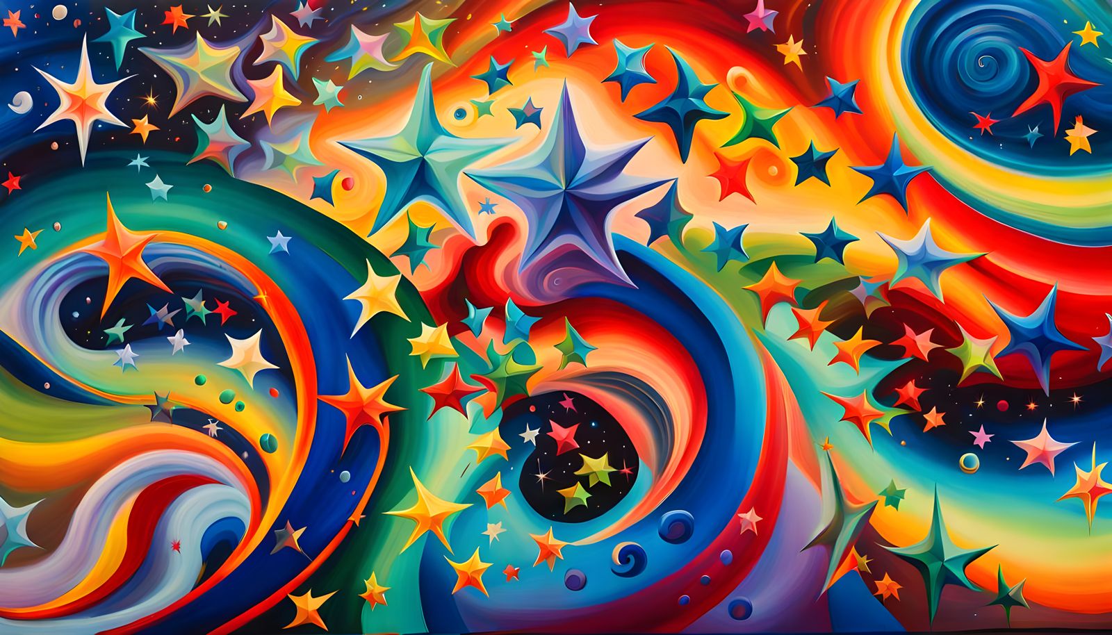 Iridescent Stars in Impasto Style