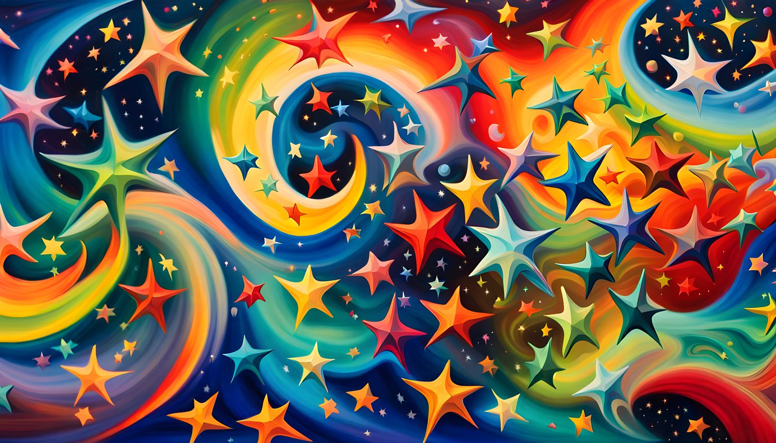 Iridescent Stars in Impasto Style