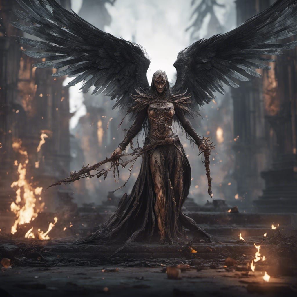 Evil Angel Casting Death Spell in 3D