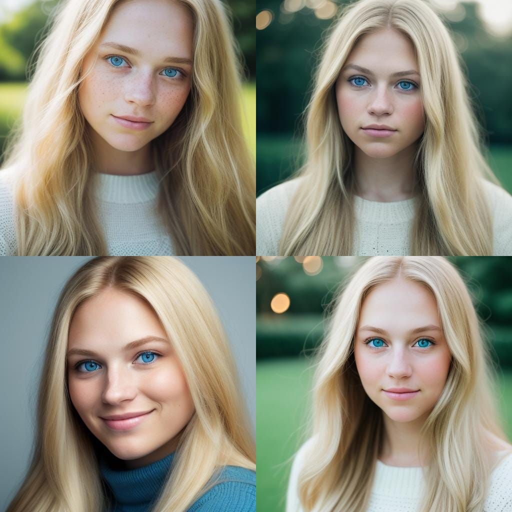 A Teen Girl with Long Blonde Hair and Blue Eyes