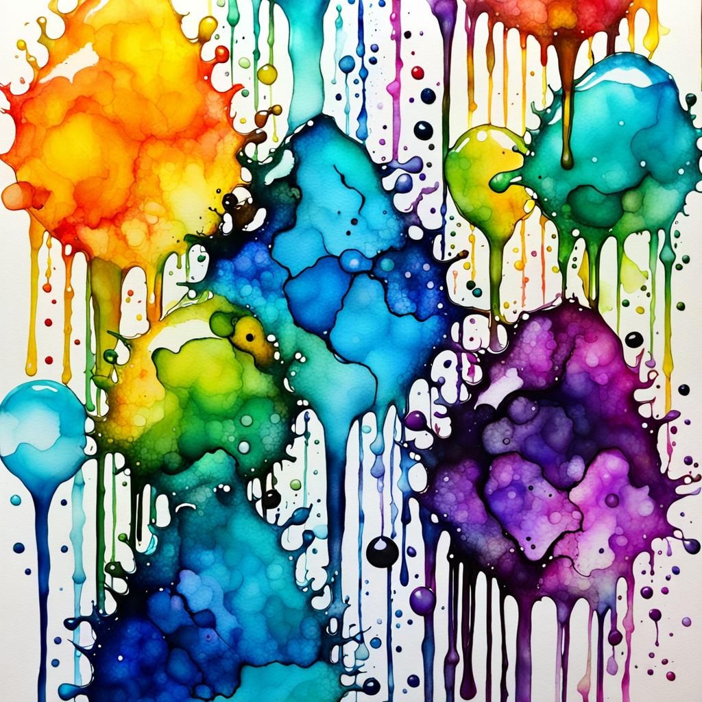 Expressive Art of a Chick Born from Dripping Brushstrokes