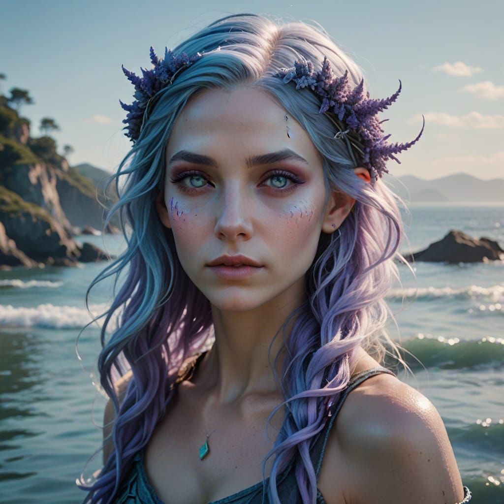 Sea Elf Portrait in Vibrant Oil Painting Style