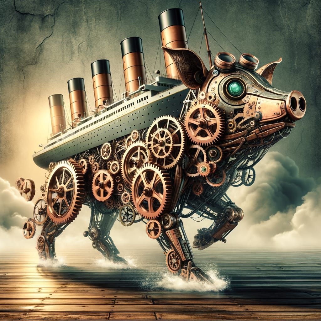 Steampunk Mechanical Animal Playing with Monsters
