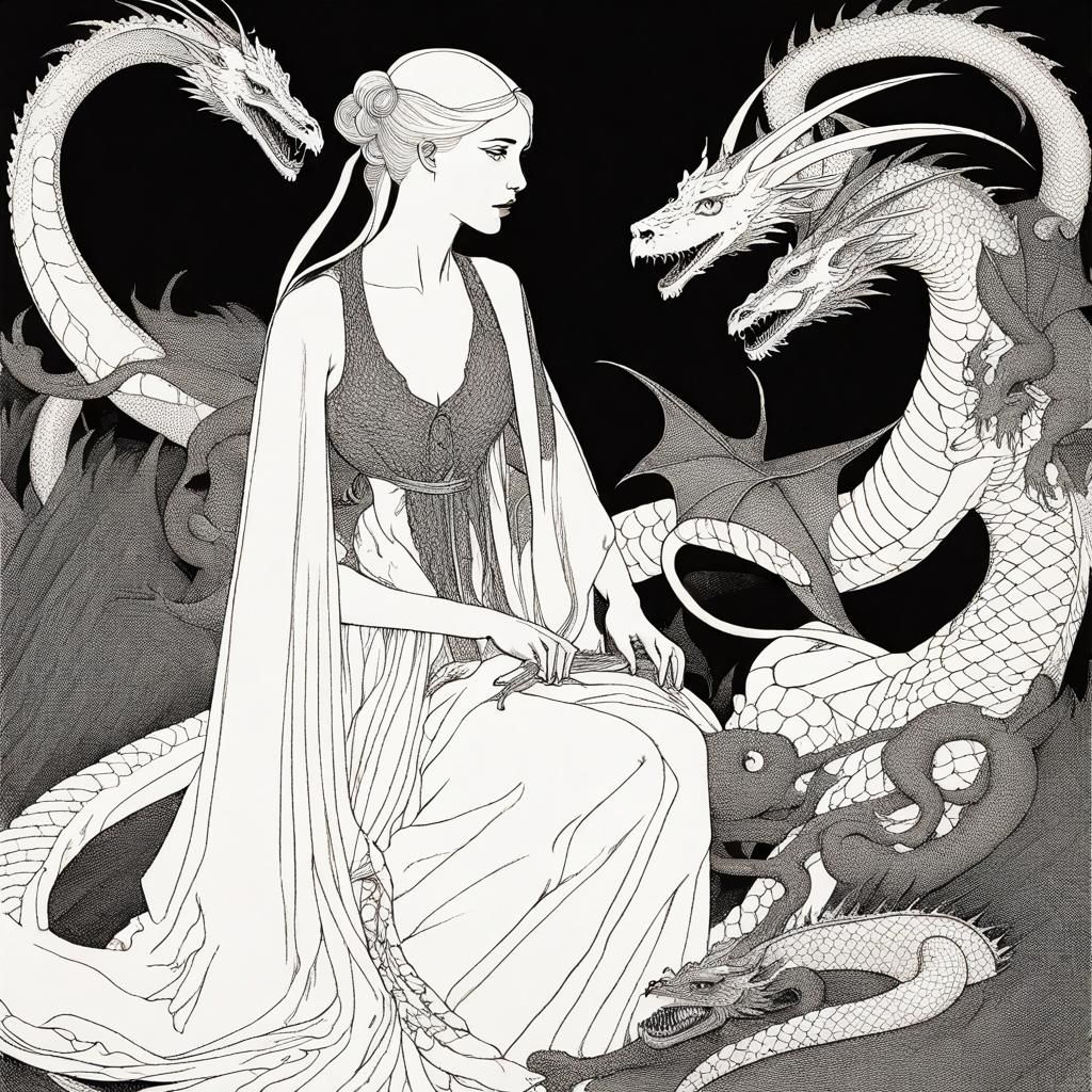 Daenerys Targaryen in Aubrey Beardsley Style