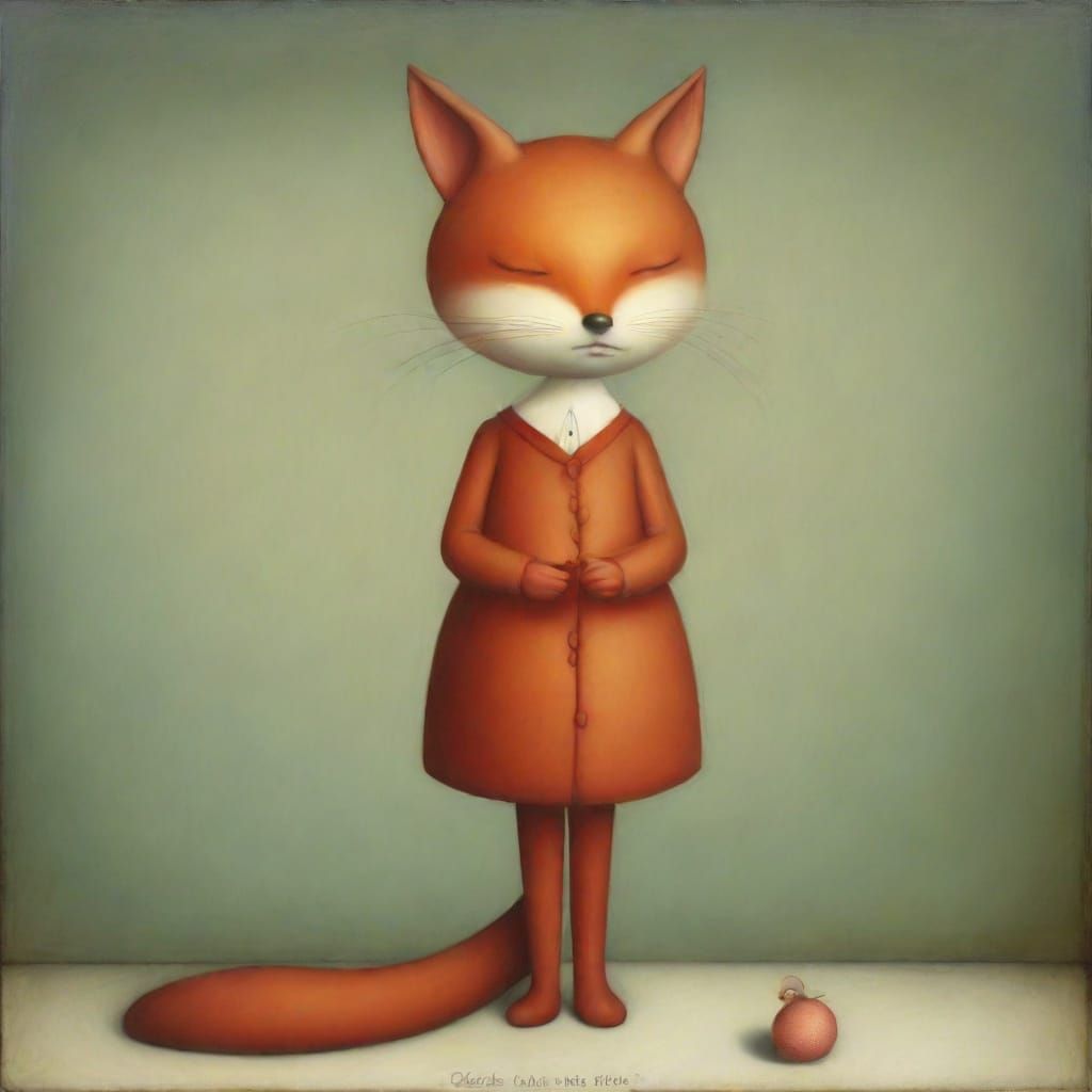 Surreal Whimsy Fox in Curved Realms