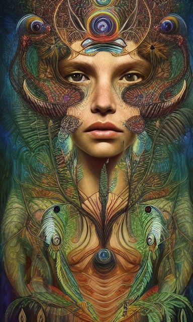 impossibly gorgeous Ayahuasca portrait, ultra finely detailed Visionary art