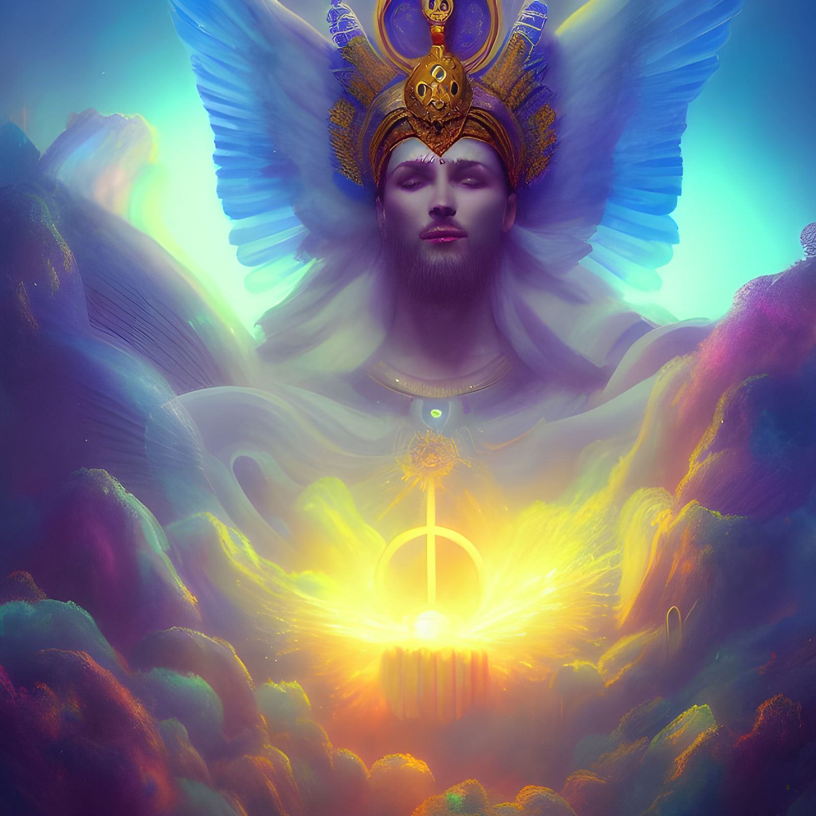 Ukrainian God Blessing People, Digital Art