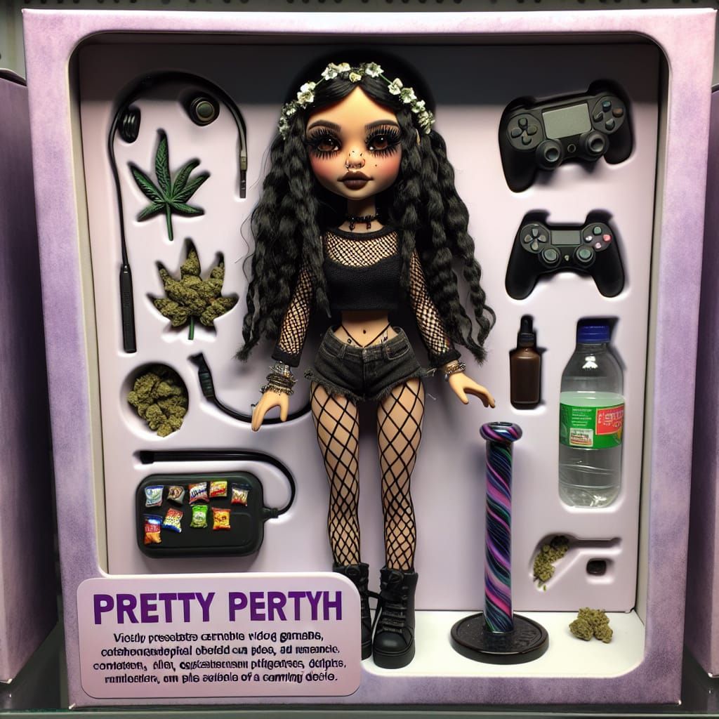 Gamer Girl Doll in Box with Cannabis Accessories