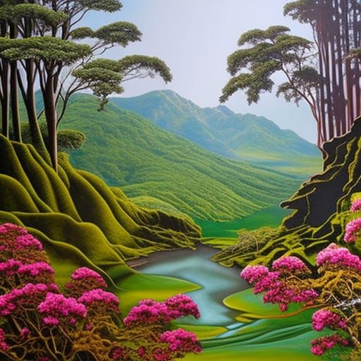 Fantasy Rainforest Concept Art in Mixed Media Style