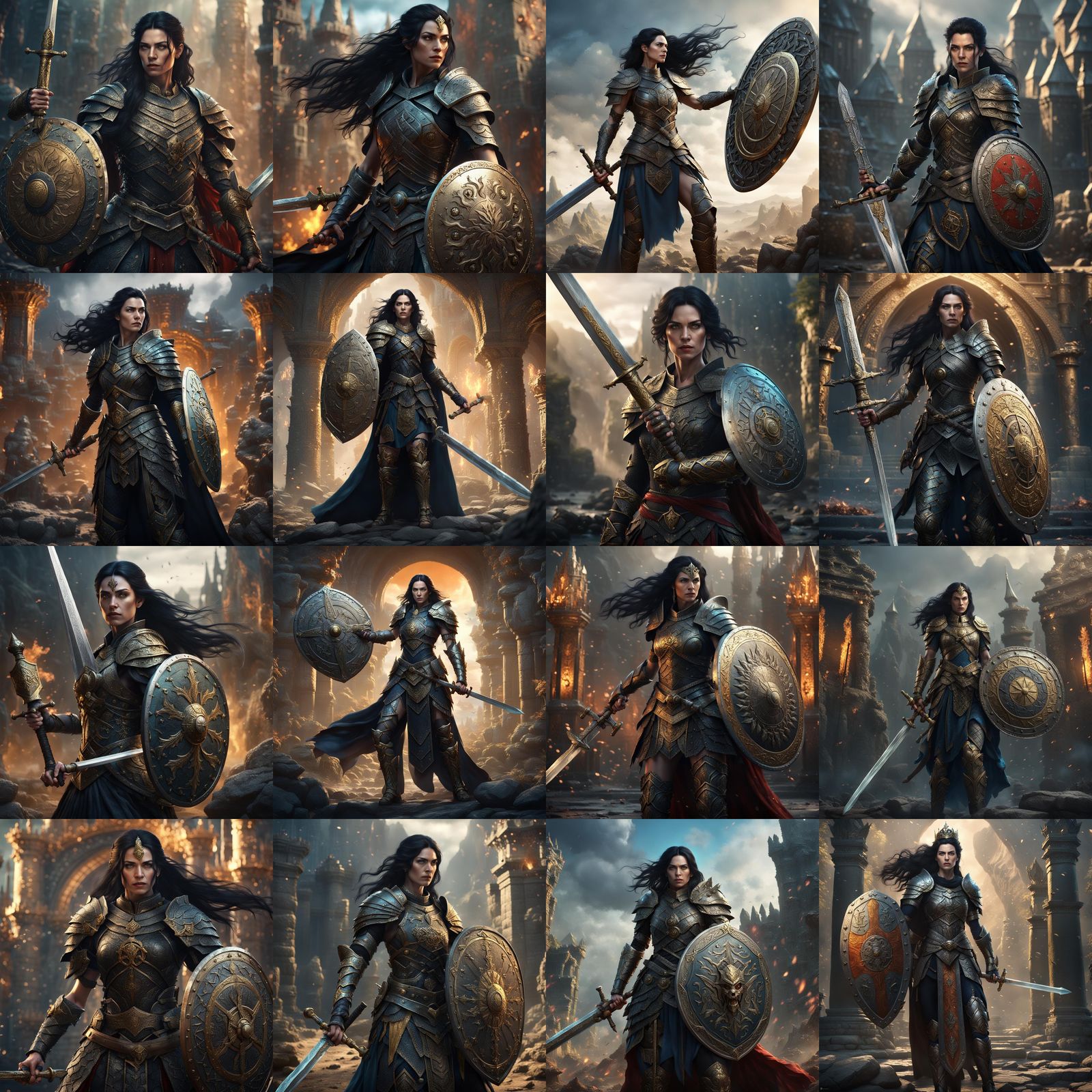 Warrior Queen with Sword and Shield: Fantasy Art