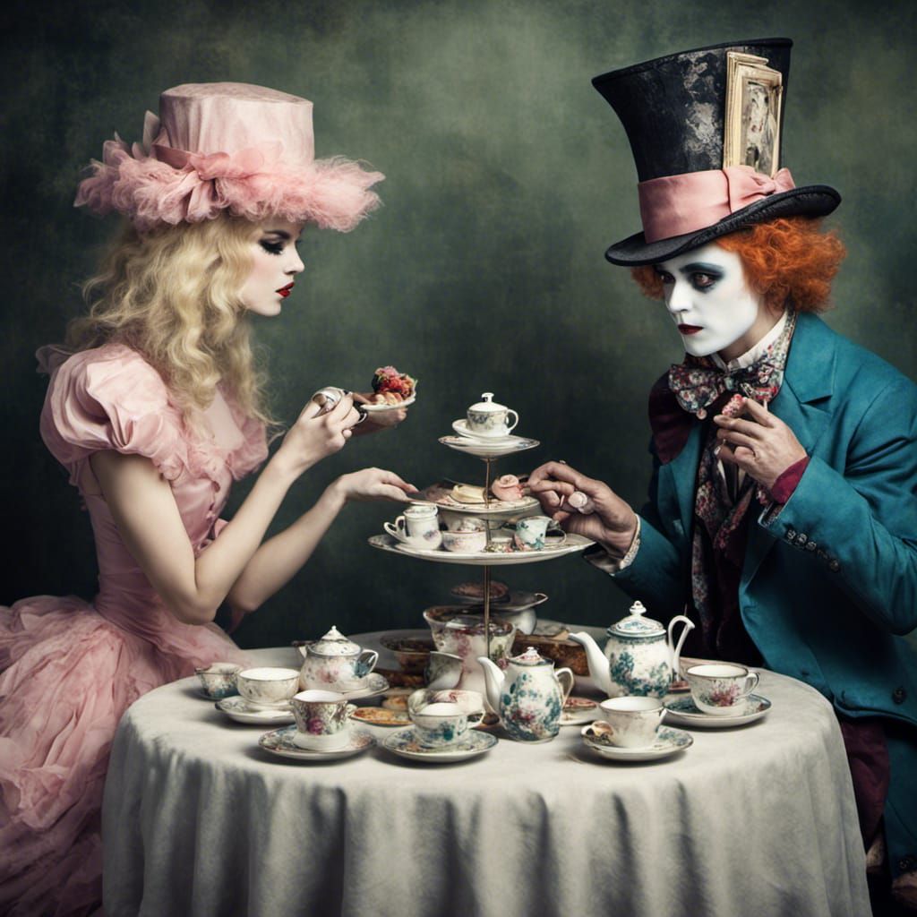 Alice and Mad Hatter's Whimsical Tea Party
