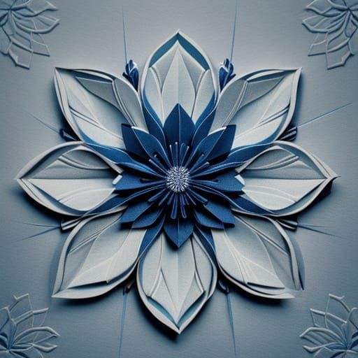 Delicate Origami Lotus Blooms on Majestic Mountain