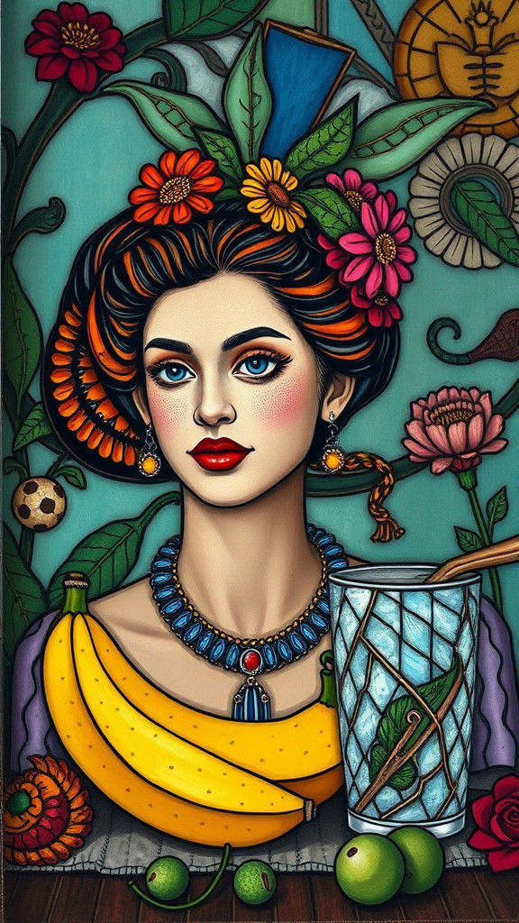 Steampunk Still Life Portrait in Stained Glass Style