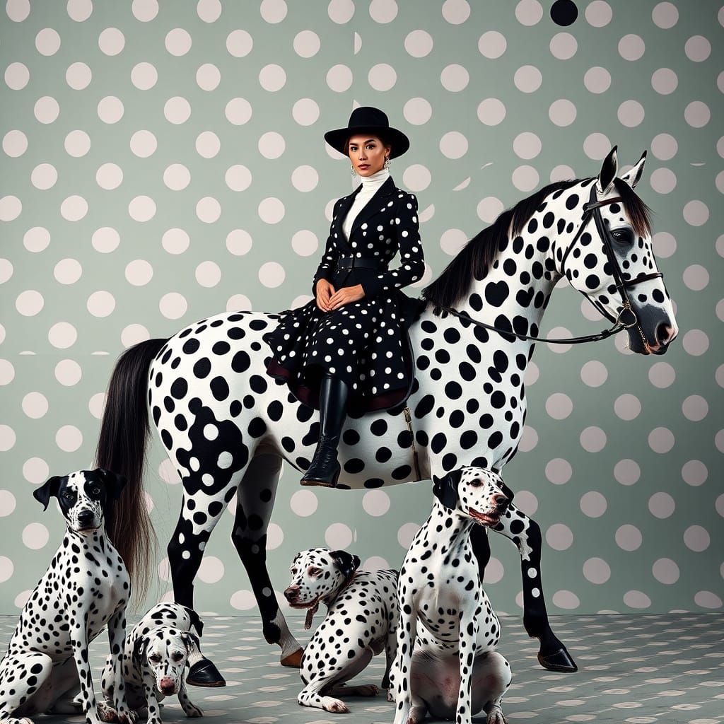 Supermodel on Polka Dot Horse, Kusama-Inspired
