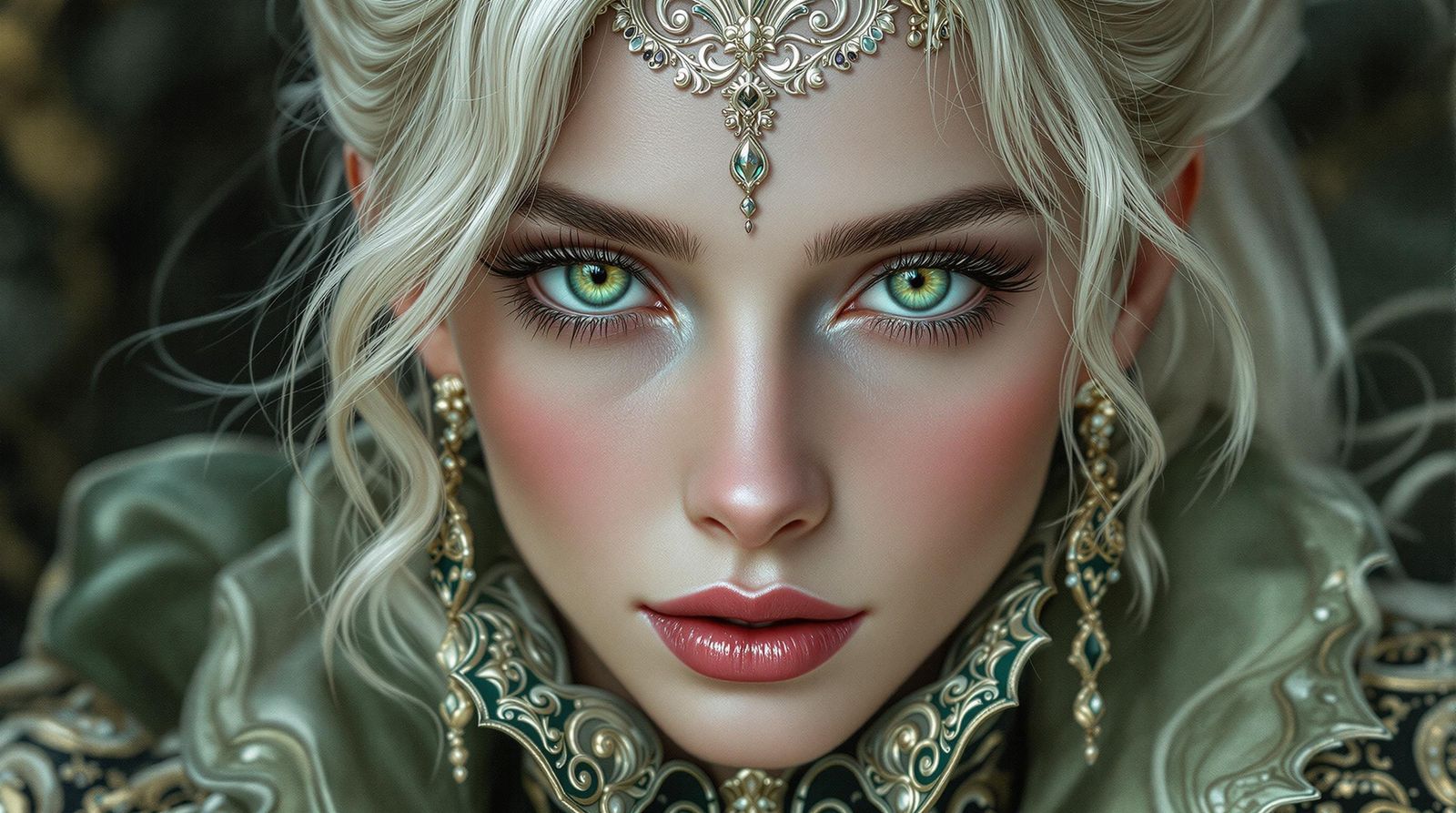 Draco Malfoy as Elegant Woman in Intricate Beauty