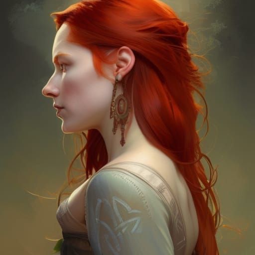 Celtic Woman Portrait in Art Nouveau Style