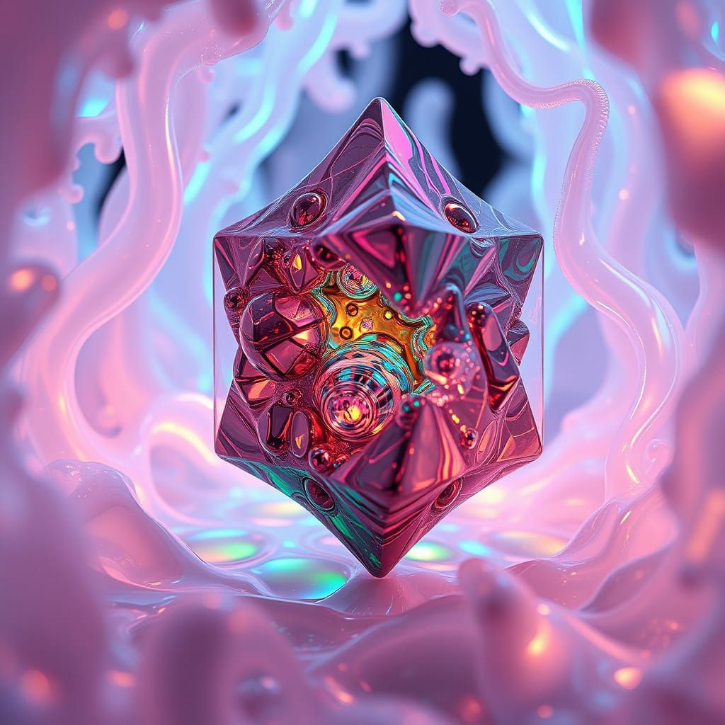Ethereal Liquid Tesseract Suspended in a Biomechanical Dream...