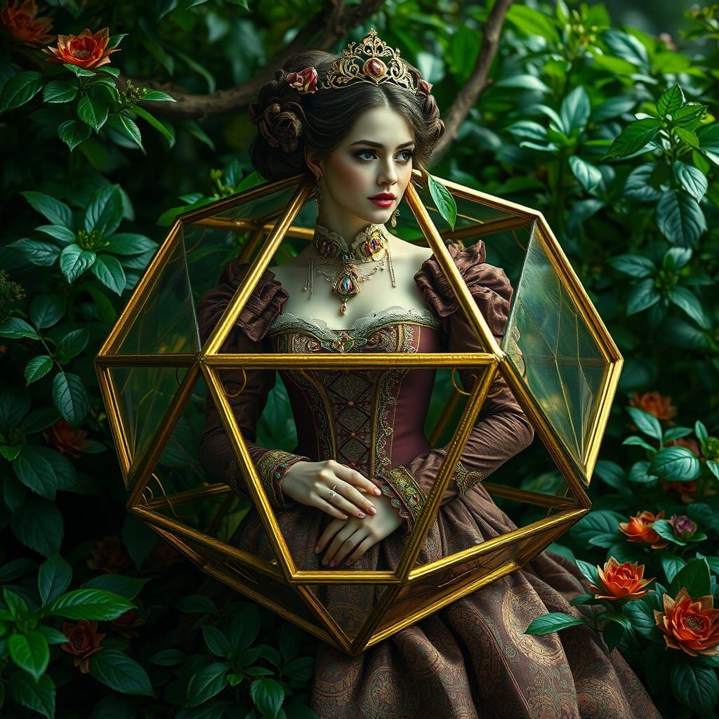 Victorian Woman in Golden Octahedron