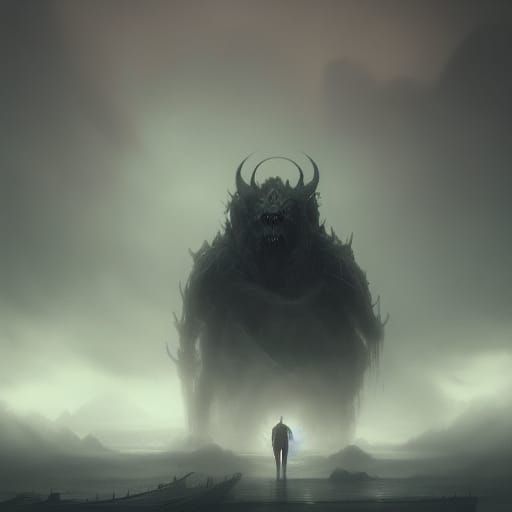 Monster in Fog: Dark Fantasy Concept Art