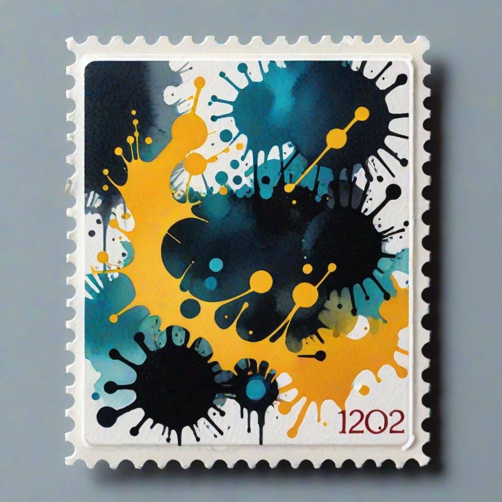 Abstract Watercolor Computer Processor Stamp