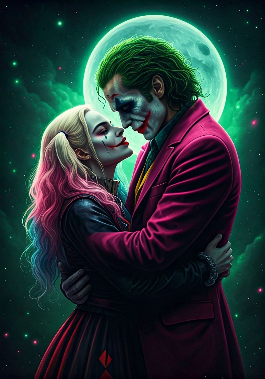 Cosmic Lovers: A Fantasy Scene in Psychedelic Colors