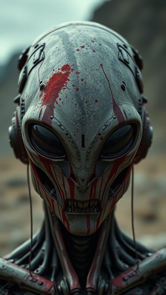 Ominous A.I. Entity in Dystopian Wasteland, in Photorealisti...