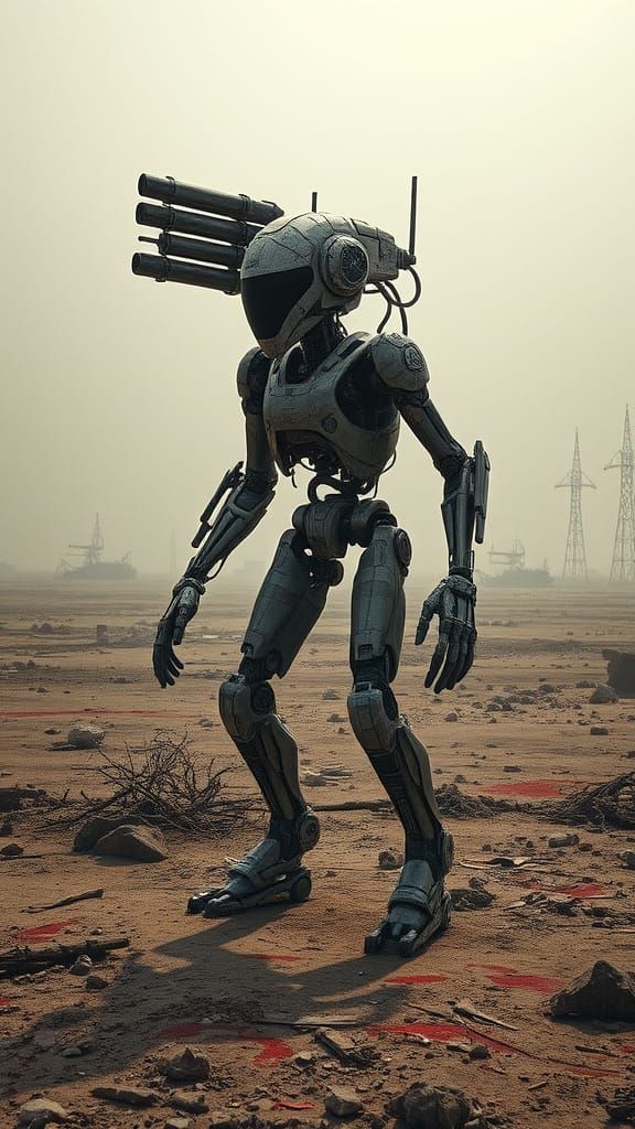 Rogue A.I. Entity in Post-Apocalyptic Wasteland, Cyberpunk P...