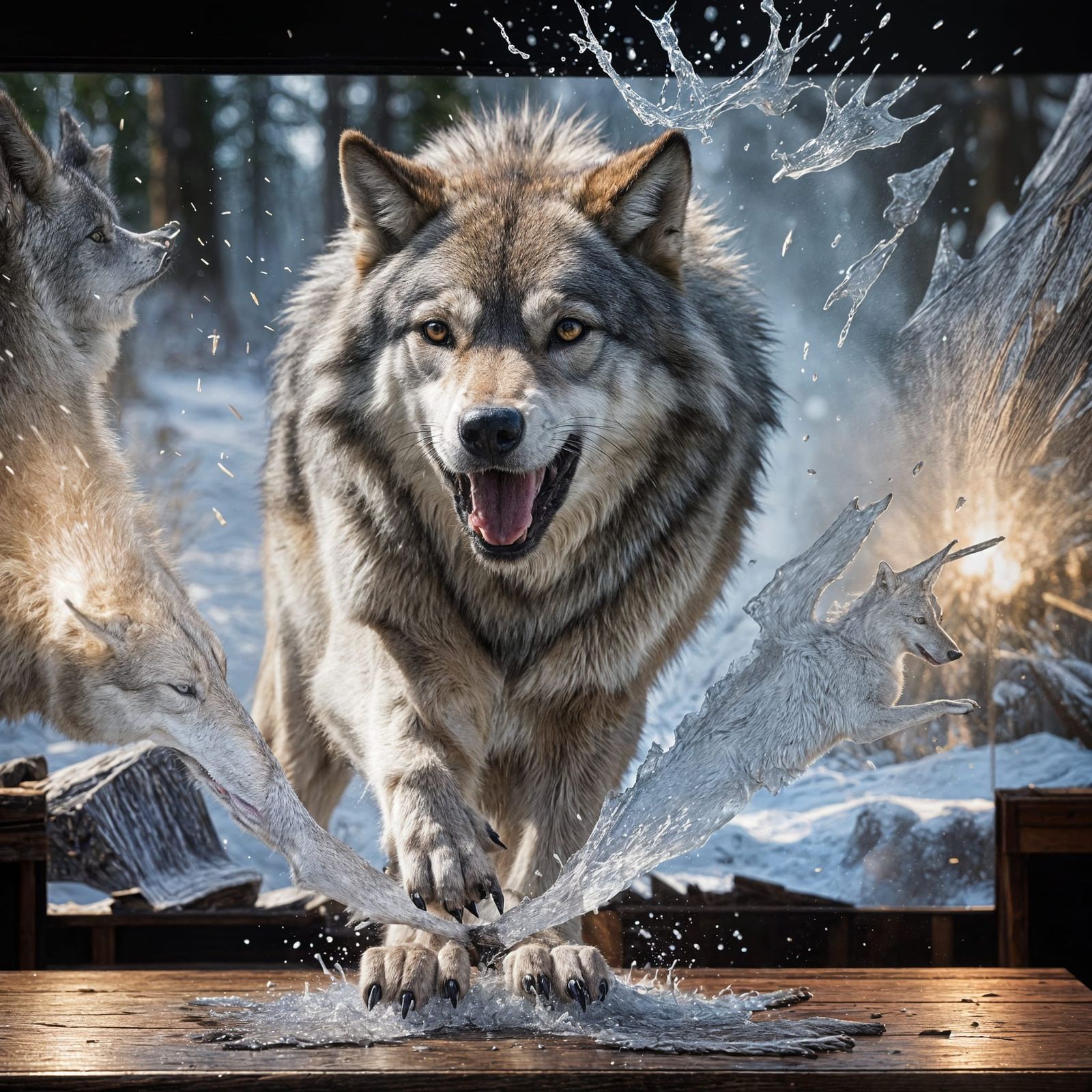 Timber Wolf Leaps From Screen in Photorealistic Detail