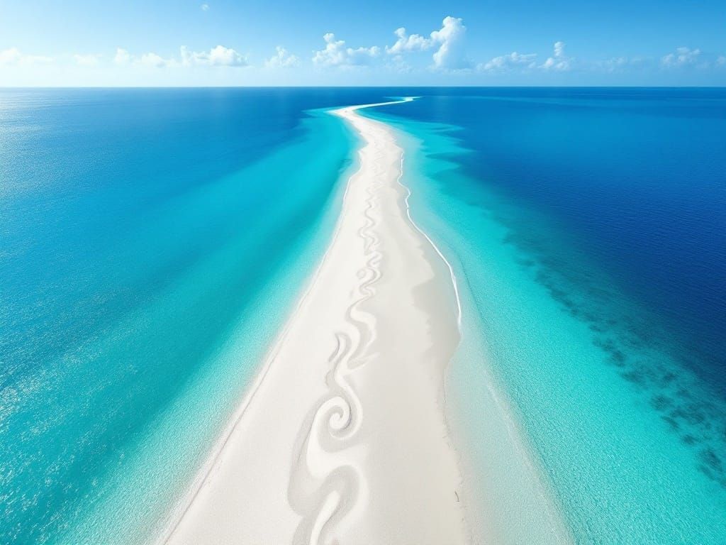 Ethereal Coastal Oasis in Vibrant Blue Hues